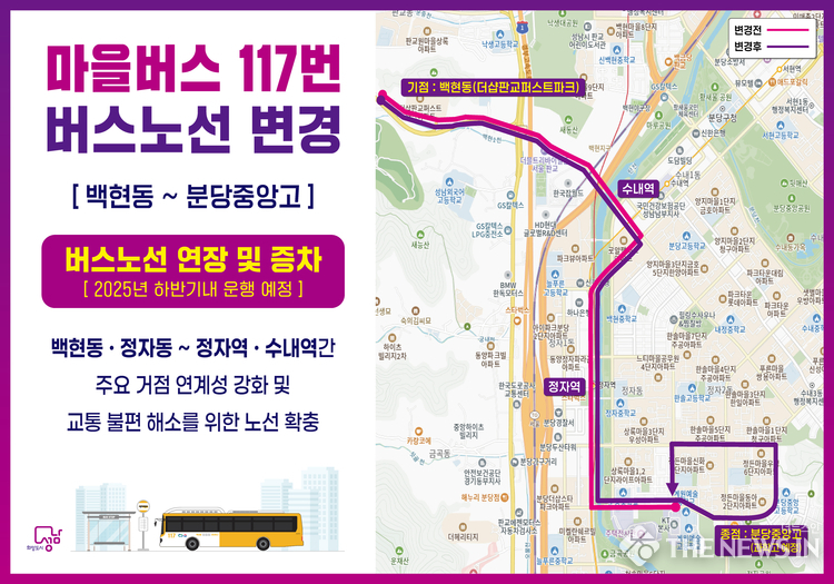 변경되는 마을버스 117번 노선도