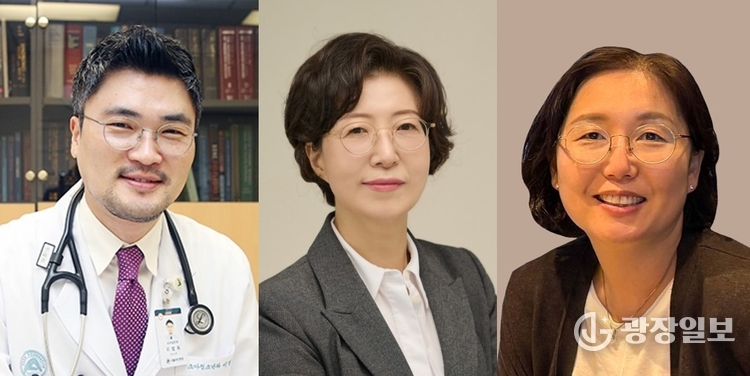 왼쪽부터 서울아산병원 의학유전학센터 이범희 교수, 국립보건연구원 박현영 원장 · 박미현 박사