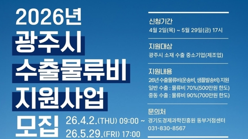 광주시, 수출기업 물류비 지원…최대 700만원까지 확대