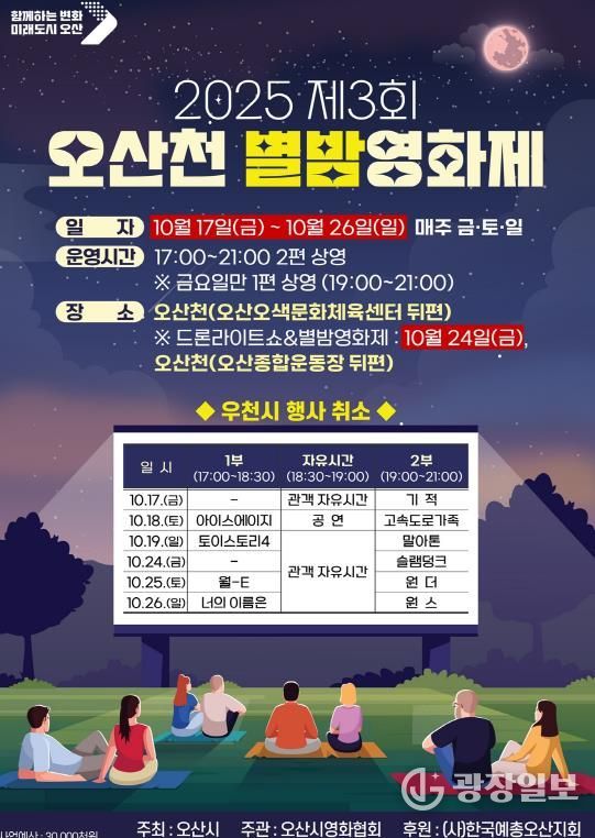 오산시, '2025 제3회 오산천 별밤영화제' 개최