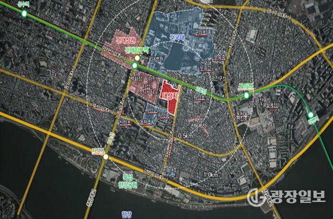 광진구 자양동 227-147번지 일대 (40,798㎡) 위치도