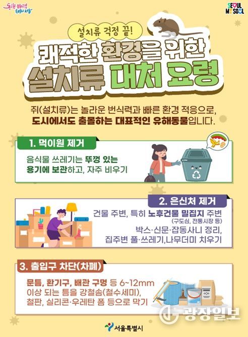 '쾌적한 환경을 위한 설치류 대처 요령' 홍보 포스터