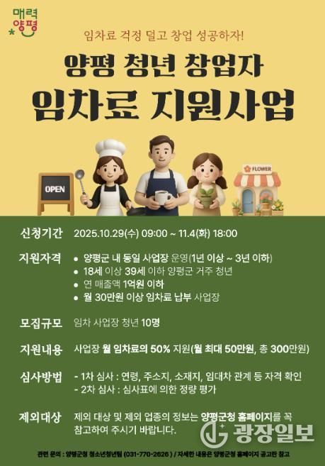 청년 창업자 임차료 지원사업 포스터