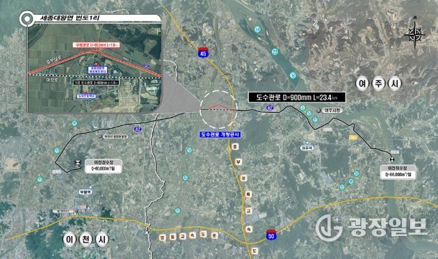도수관로 개량공사 위치도