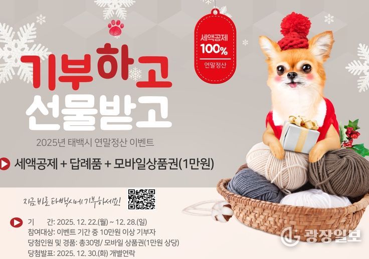 태백시, 연말정산 시즌 맞아 '2025 태백 고향사랑 응원 이벤트' 실시