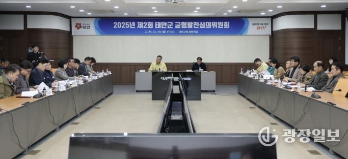 29일 군청 중회의실에서 개최된 균형발전심의위원회 회의 모습.