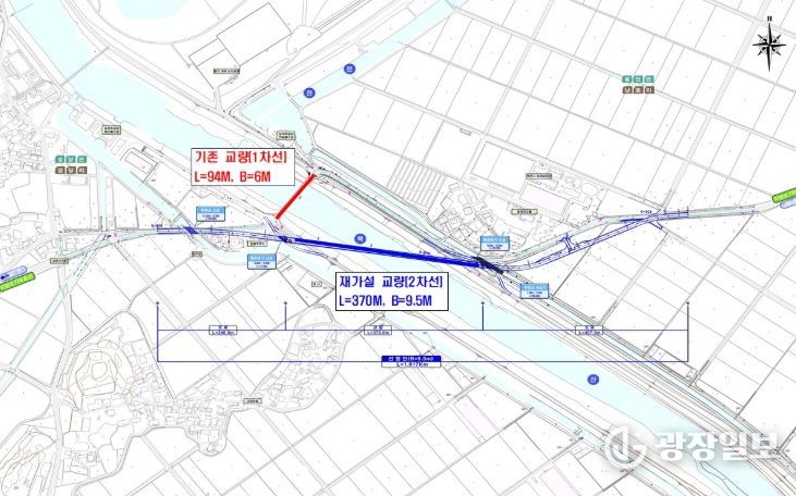 산북천 난포교, 2차로 교량으로 다시 놓는다