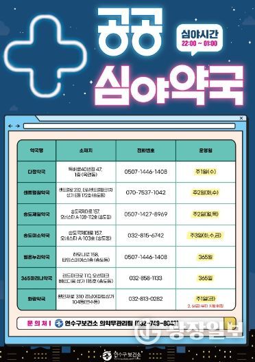 연수구, 공공심야약국 운영으로 의료안전망 강화