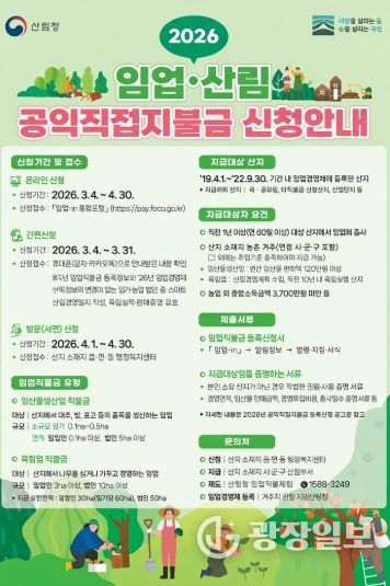 2026년 임업직불금 신청 홍보 포스터