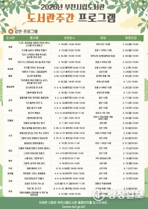 도서관주관 운영 프로그램 안내 이미지