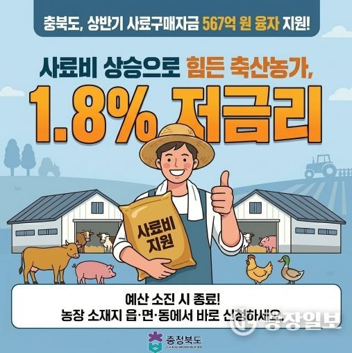 충북도, 상반기 사료구매자금 567억원 융자 지원